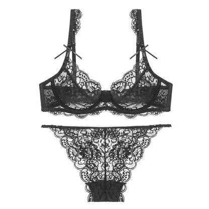 Romantic Atmosphere Lace Minimizer Bra Ultra Thin Sponge Free Wirefree Women Seamless Full Coverage Bust Push Up Set BANERDANNI