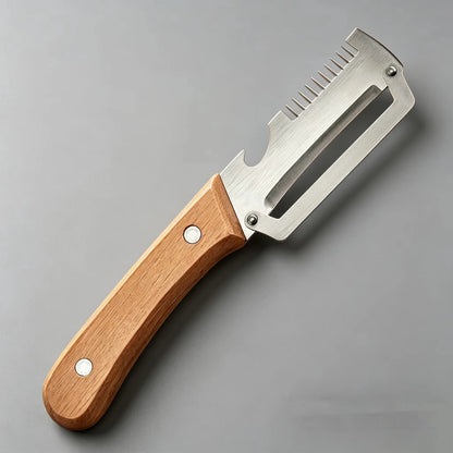 Multi-Functional Stainless Steel Peeler with Wooden Handle, Durable Smooth Kitchen Gadget for Fruits and Vegetables Peeling Slic