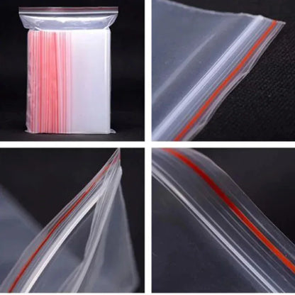 100/200/300pcs Small Zip Lock Plastic Bag Reclosable Transparent Bag Shoe Bag Vacuum Bag Poly Clear Bags Thickness 0.05mm
