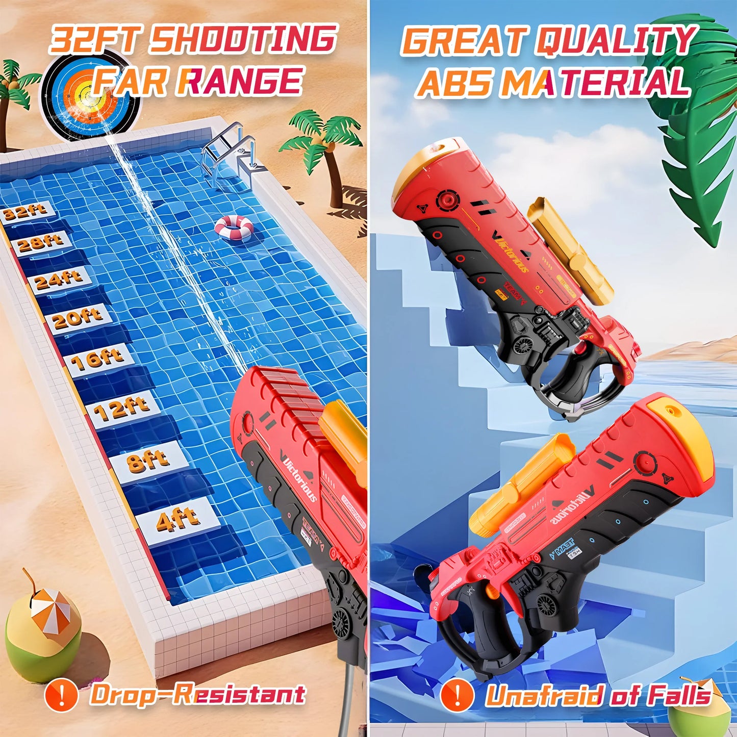 Electric Water Gun Powerful Automatic Water Gun Long Range Classic Big Electronic Watergun Beach Pool Toy Water Blaster for Kids