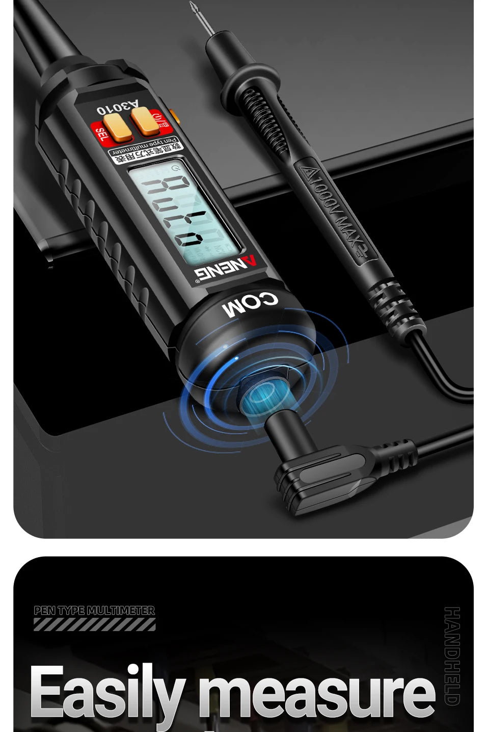 ANENG A3010 Pen-Type Multimeter 4000 Counts Digital True-RMS Backlight Multi Meter Auto Range Tester LCD Electrician Tester Tool