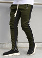 2025 New Men Sweatshirts Jogging Pants Men Casual Pants Men Stylish Color Block Zip Pockets Drawstring Sports Skinny Pants Trous
