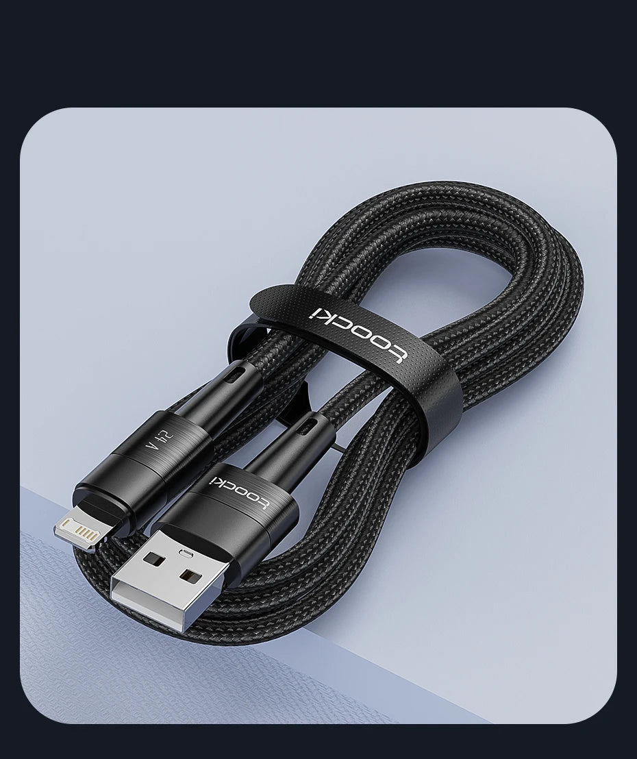 Toocki USB Cable For iPhone 14 13 12 Pro Max X XS XR 8 7 Plus iPad Fast Charging Charger Aluminum iP Cable For iPhone Data Cord