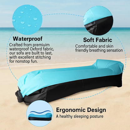 Inflatable Lounge Air Sofa Couch, Portable Beach & Camping Chair, Waterproof Couch for Picnics Hiking Outdoor Music Festivals