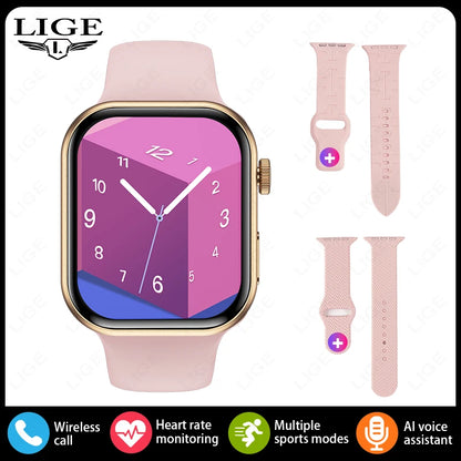 LIGE New 2.01-inch Smart Watch Men Women Heart Rate Health Monitor HD Bluetooth Call Waterproof Sport Smartwatch for Android iOS