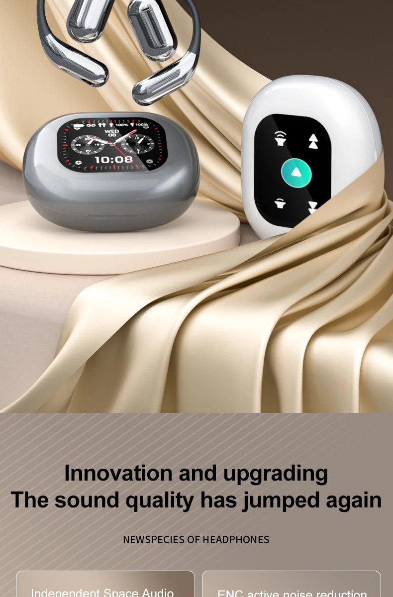 AI Translating Earbuds Real-time 144 Languages Translation Earphone Touch LCD Screen OWS Open Ear Wireless Headphone HiFi Stereo