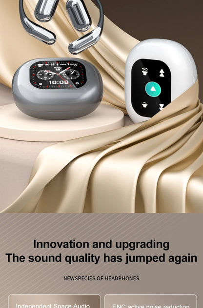 AI Translating Earbuds Real-time 144 Languages Translation Earphone Touch LCD Screen OWS Open Ear Wireless Headphone HiFi Stereo