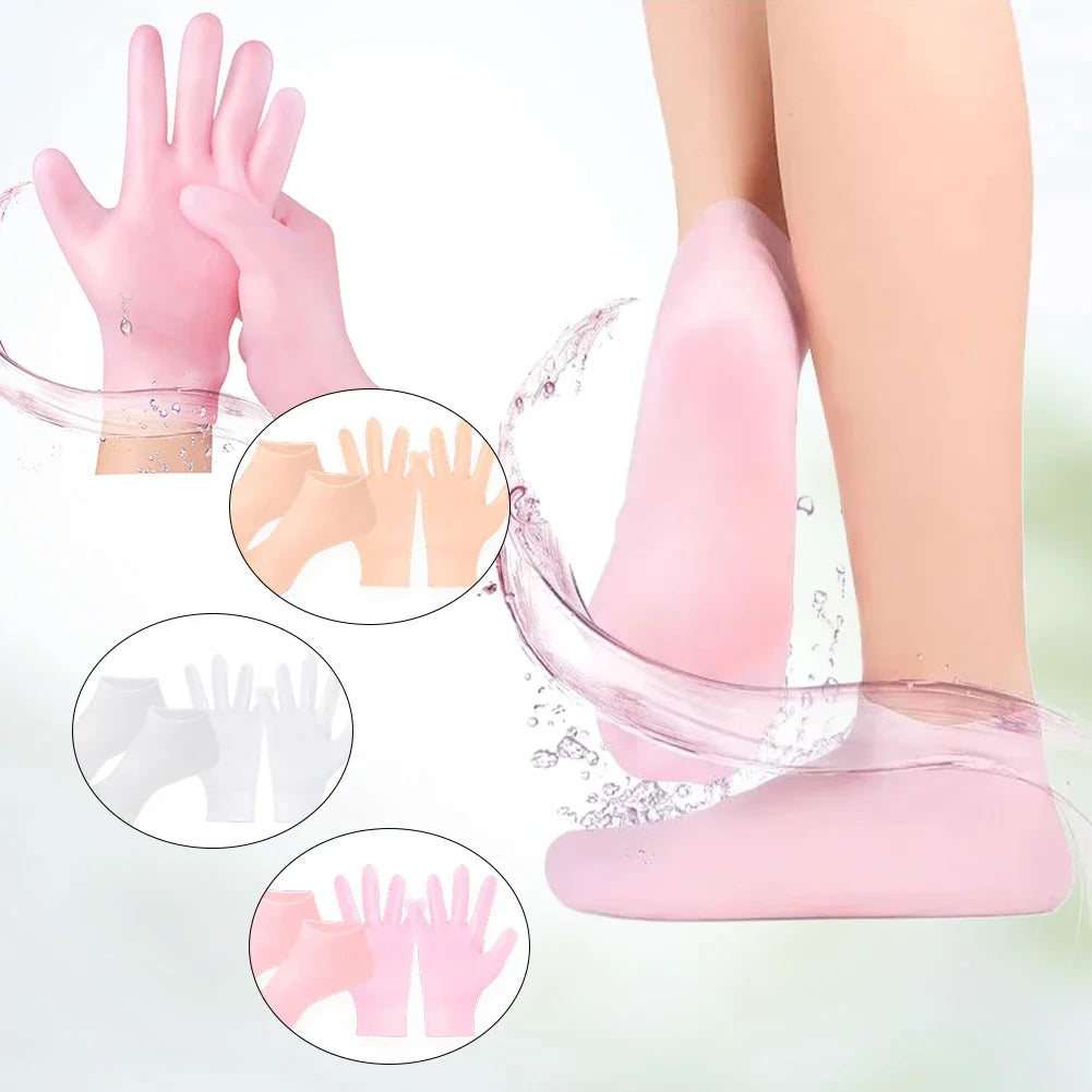 2 Pack Moisturizing Silicone Gel Socks for Dry Cracked Feet Nourishing Skin Lubricating Foot Care Massage Socks