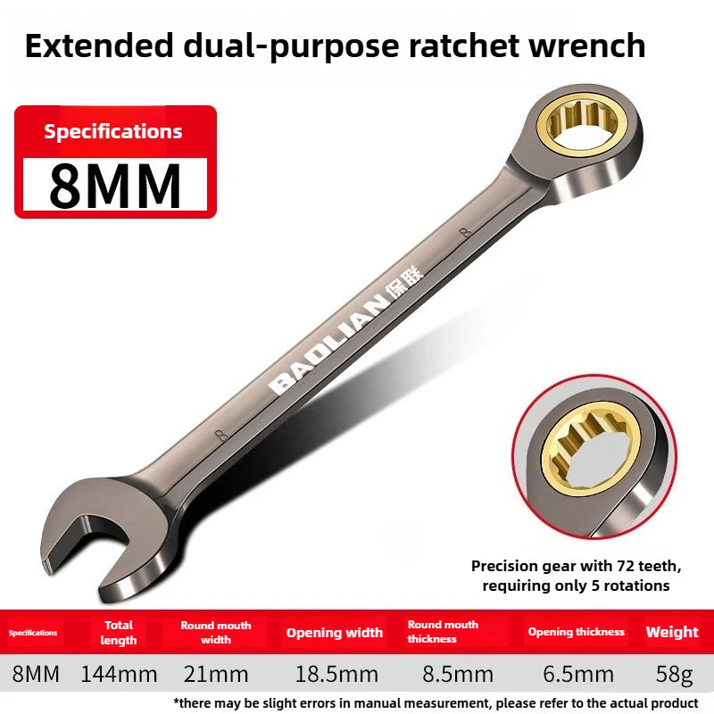 Universal Adjustable Torx Wrench 8-22mm Ratchet Spanner for Bicycle Motorcycle Car Repair Mechanical Tool