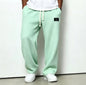 Men Waffle Knit Wide Leg Pants Elastic Drawstring Casual Trousers Loose Streetwear Workout Jogger PantsS-4XL