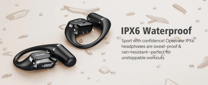 Ohayo Open-Ear Earphones Ear Hooks Wireless Bluetooth 5.4 Headphones IPX6 Waterproof Air conduction Sports Earbuds TWS with Mic