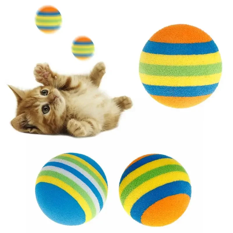 10Pcs Colorful Cat Toy Ball Interactive Cat Toys Play Chewing Rattle Scratch Natural Foam Ball Training Pet Supplies