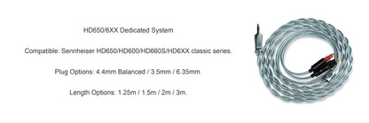 Trusted-50 Dual 3.5mm Upgrade Cable 3.5mm/4.4mm Balanced for Sennheiser HIFIMAN Audeze DENON SONY Fostex Headphones