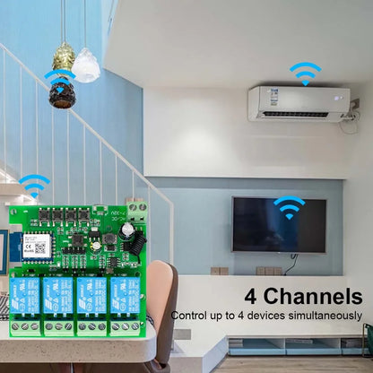 Tuya / Ewelink 4CH WiFi / Zigbee Smart Relay Switch Module 4 Channel AC DC 7-32V 85-250V RF433 Receiver for Alexa Google Home