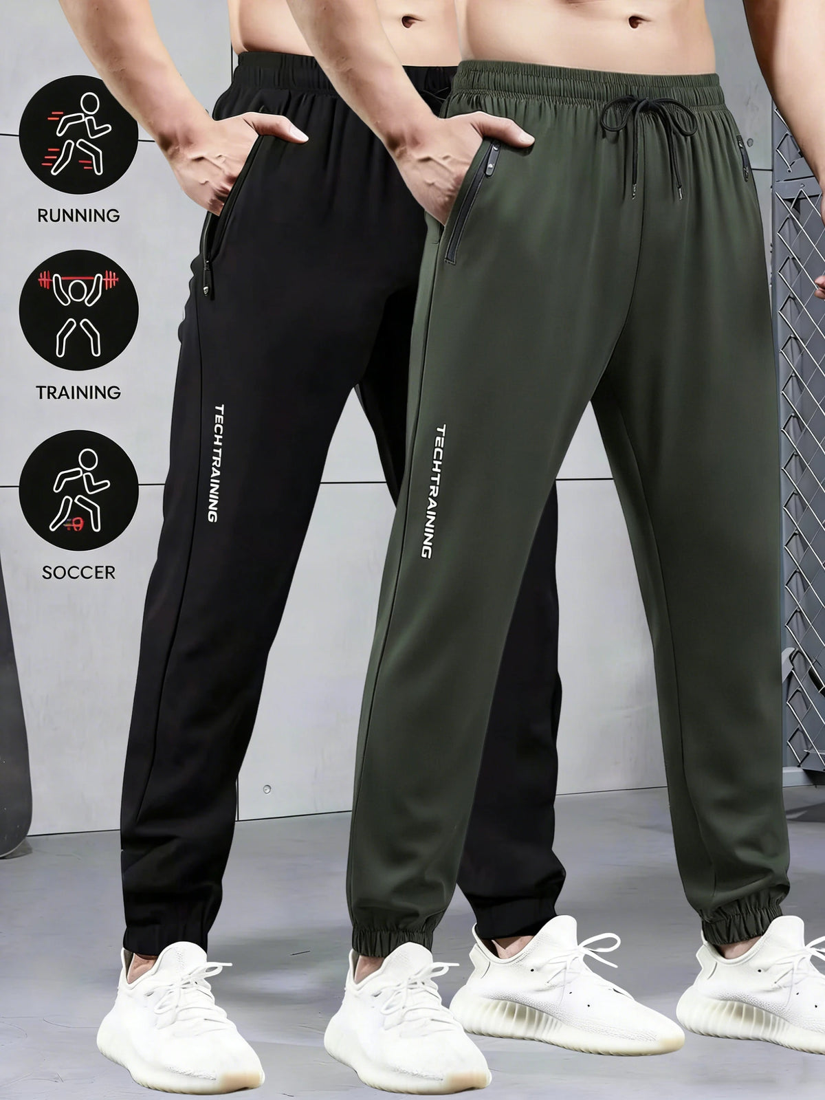 2-Piece Summer Breathable Ultra Thin Men's Stretchy Sweatpants Casual Joggers For Workout Outdoor Wear