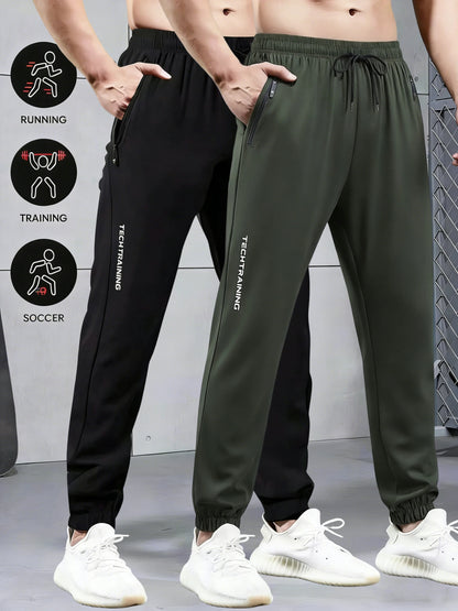 2-Piece Summer Breathable Ultra Thin Men's Stretchy Sweatpants Casual Joggers For Workout Outdoor Wear