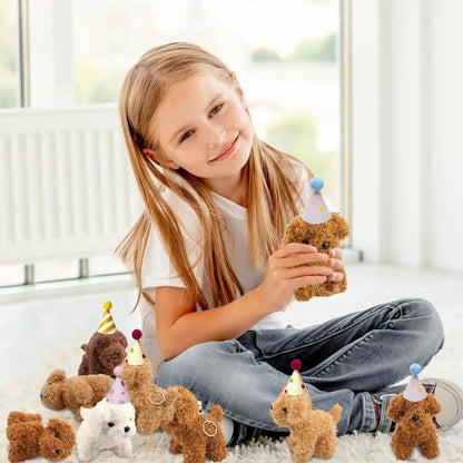 6-36 Pcs 4.7Inch Puppy Stuffed Animals Bulk with Hat Card Paper Boxes Adopt A Puppy Party Favors Kids Stuffed Dogs Birthday Gift