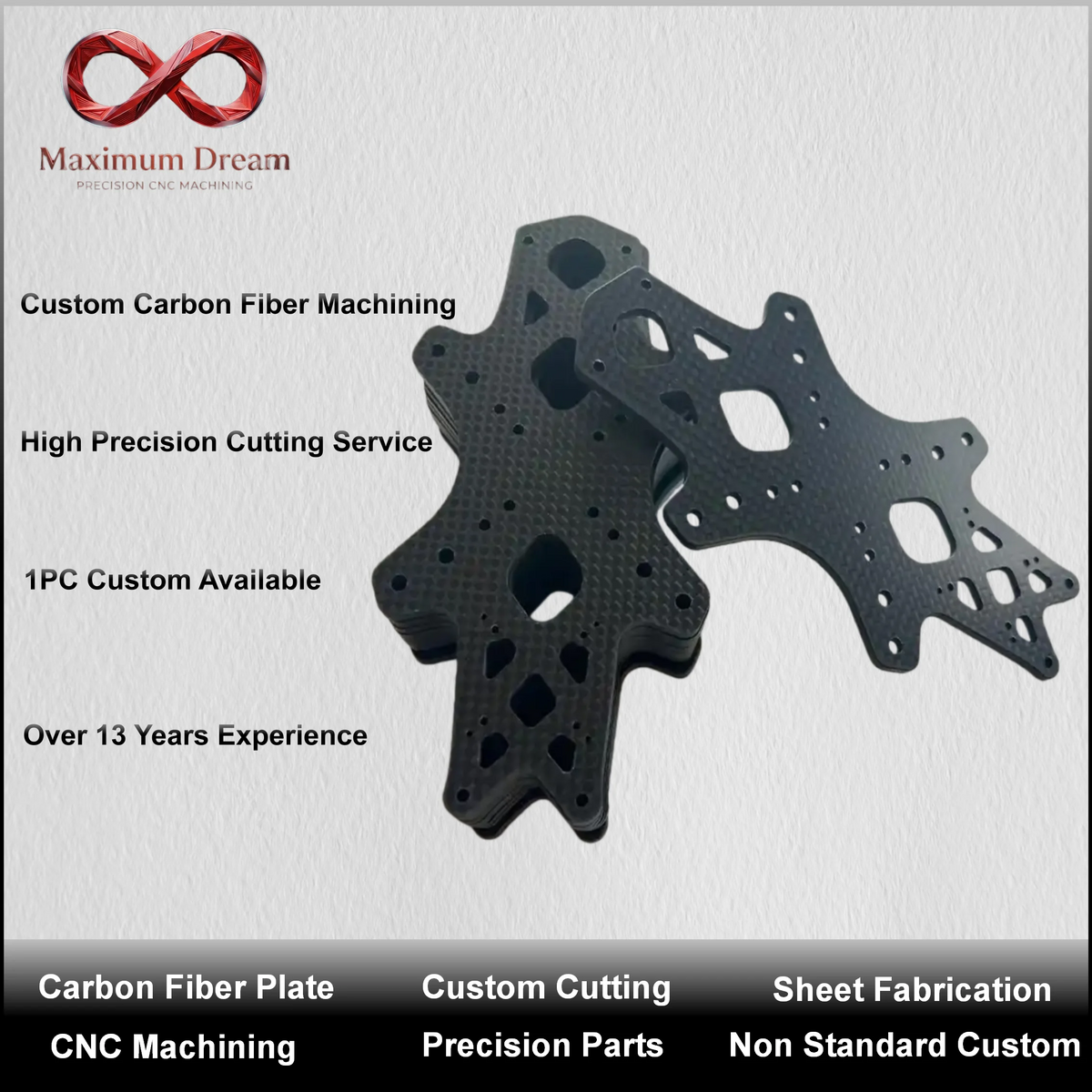 Custom Carbon Fiber Board CNC Router Cutting Service Precision Plate Machining RC Model Robotics Parts