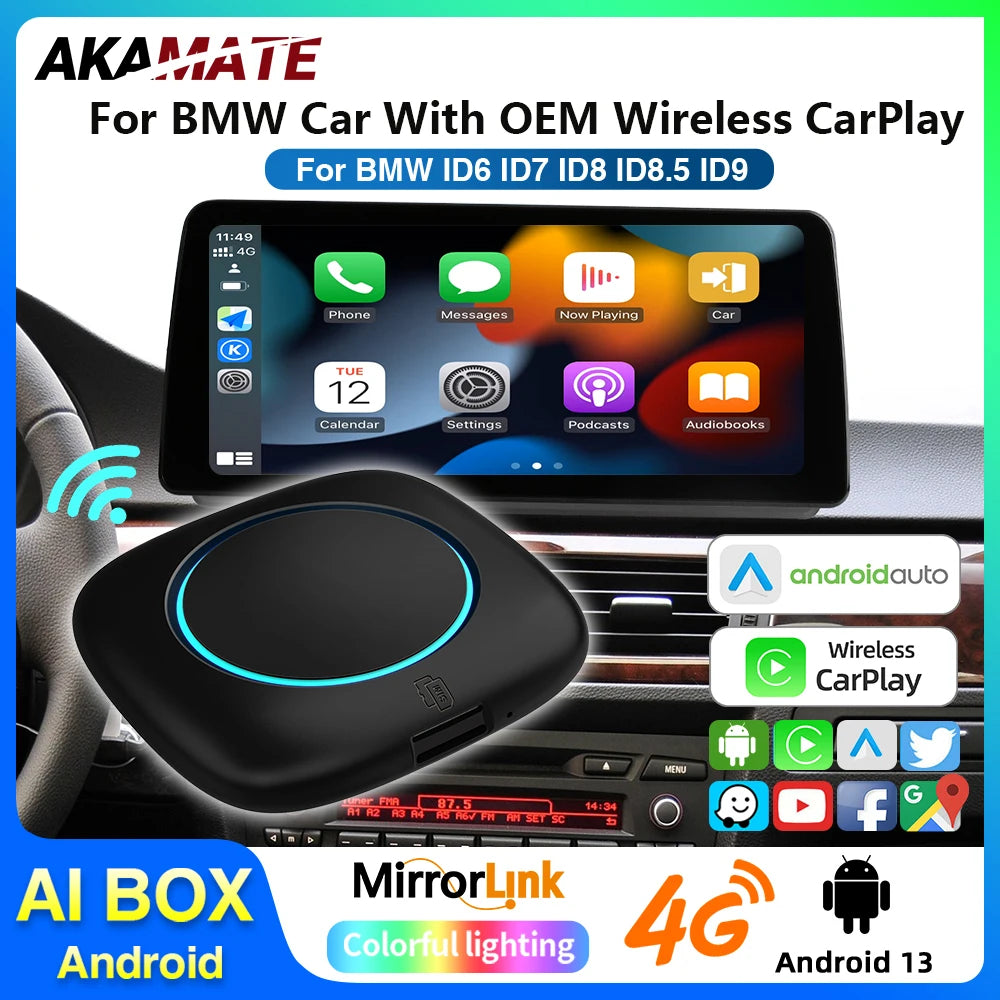 Wireless CarPlay for BMW ID6 ID7 ID8 ID9 OEM Wireless CarPlay Android Auto AI Box Intelligent System Android 13 4+64GB 8+256GB