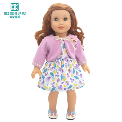 Fits 17-18inch American Doll and New Born Doll Clothes Fashion Dresses, Hooded Jumpsuit, Cardigan Strap Skirts Toys Gifts