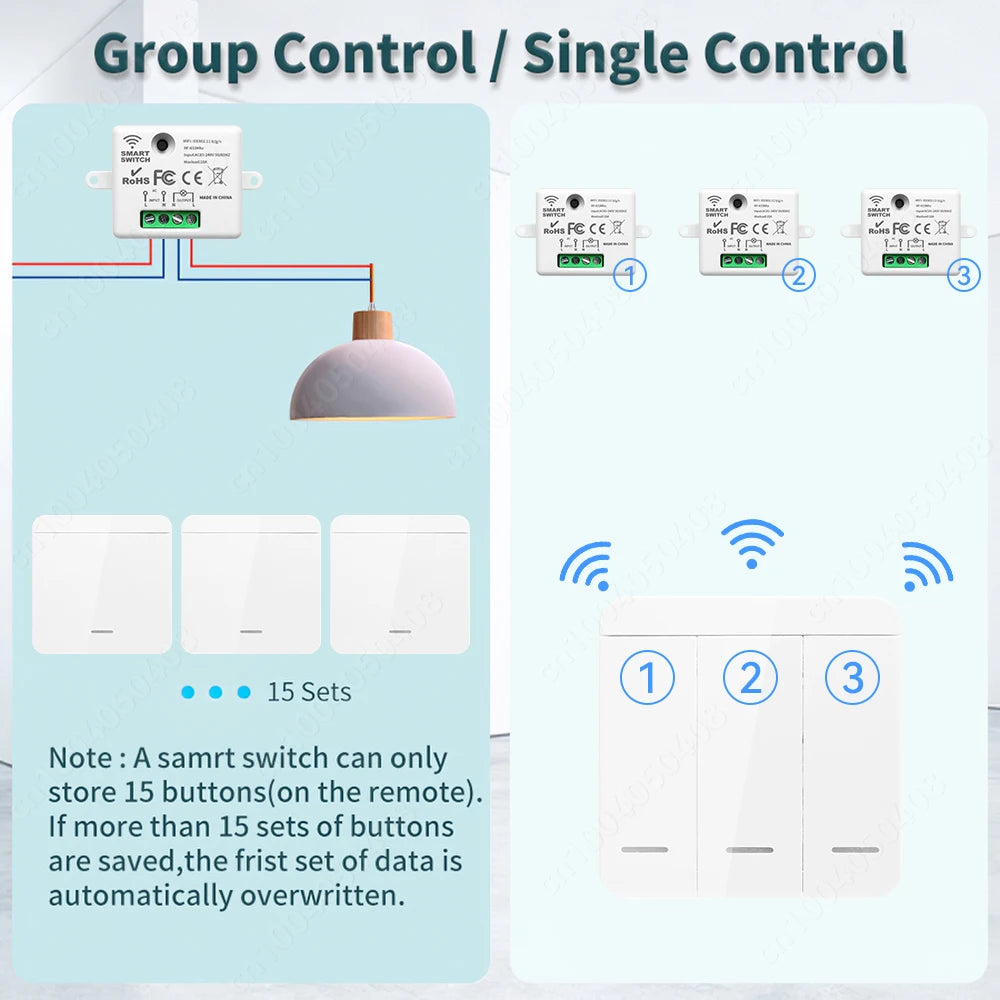 Tuya WiFi Smart Switch RF 433Mhz Wireless Switch 86 Wall Panel Mini Relay Module Smart Home Gadgets Voice for Alice Alexa Google