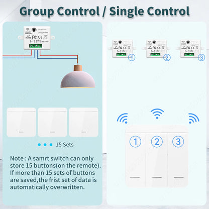 Tuya WiFi Smart Switch RF 433Mhz Wireless Switch 86 Wall Panel Mini Relay Module Smart Home Gadgets Voice for Alice Alexa Google