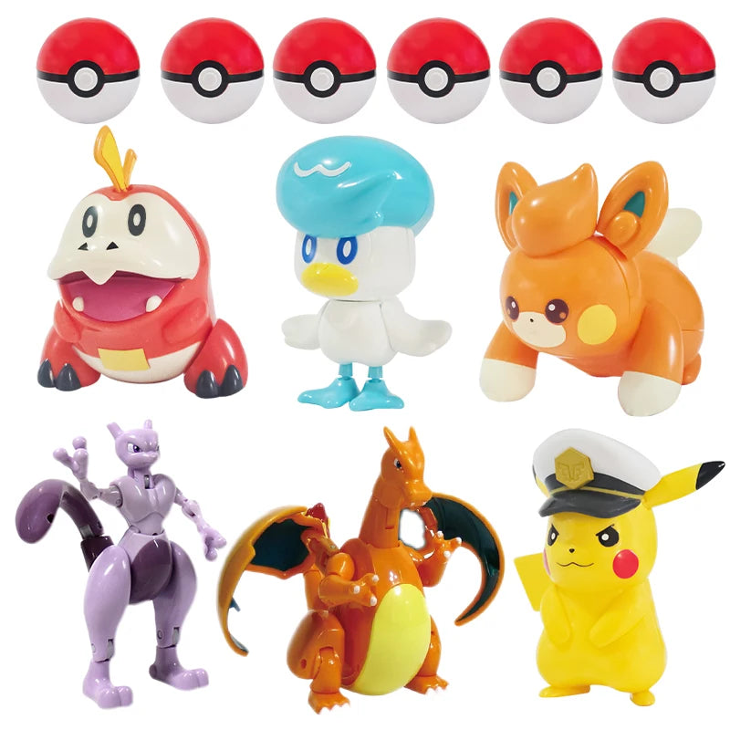 22 Kind Pokemon Ball Figure Pokeball Mewtwo Poke Pikachu Charizard Gyarados Venusaur Pawmi Quaxly Fuecoco Elf Toy Set Kids Gift