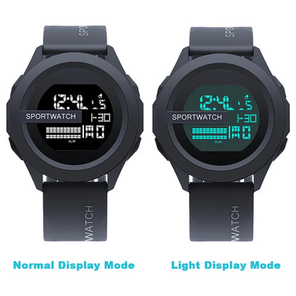 YIKAZE Men Sport LED Watches Top Brand Men Digital Clock Multi-Functional Rubber Man Fitnes Athlete Timekeeping Electronic Watch