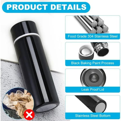 Thermos Cup Water Bottle Hot Drink Stainless Steel Small Capacity Bottle Travel Cup Portable 150ml Mini Cute Coffee Bottle Black