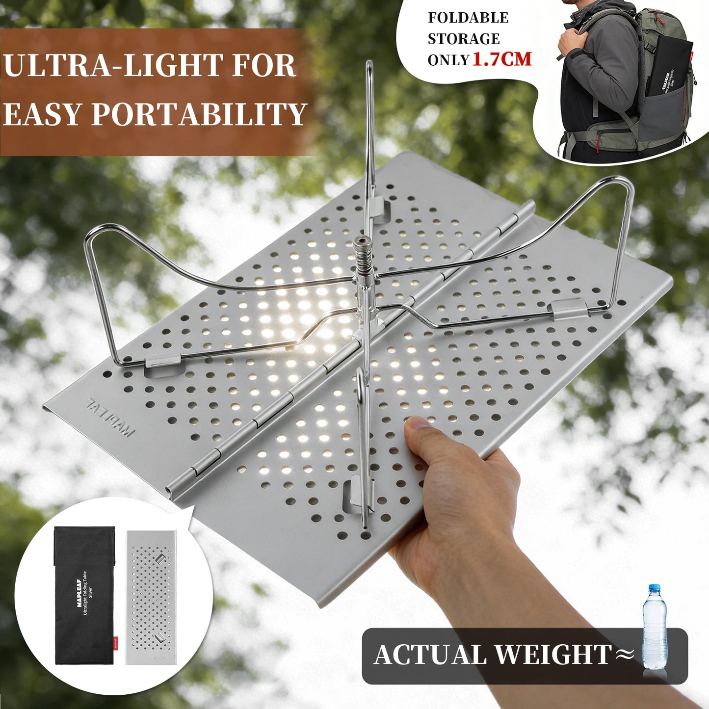 MAPLEAF Camping Mini Table Ultralight High Load 15kg Easy Clean Fishing Table Outdoor Portable Folding Hiking Desk Picnic Table