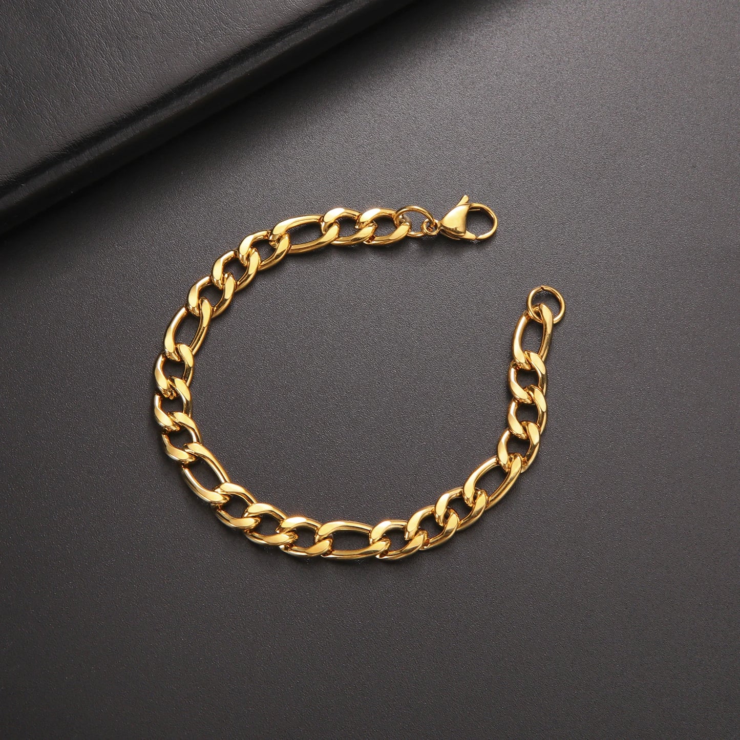Punk Cuban Chain 3-10mm Wide Minimalist Bracelet Men Women Stainless Steel Gold Color Basic Hip Hop Figaro Chain Jewelry Gift