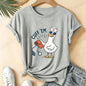 Women Funny Cuff 'Em Duck Nurse T‑Shirt Cute Cartoon Duck Blood Pressure Print Short Sleeve Tops Nurse Appreciation Gift Tees