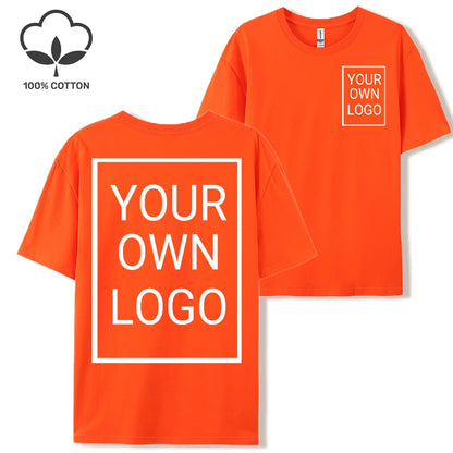 Double Sided Customized LOGO Picture Women T-Shirt Summer Y2K Loose Short Sleeves Comfortable T Shirts Crewneck DIY Tee Tops