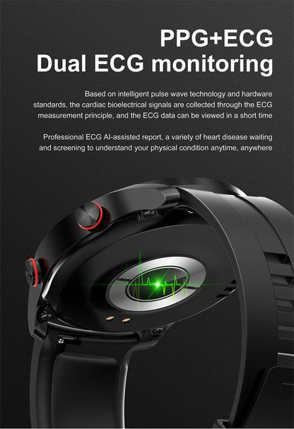 2026 NEW 1.5 inch Smart Watch Men Bluetooth Call Heart Rate ECG Health Fitness Sports Watch Waterproof Business Man Smartwatch