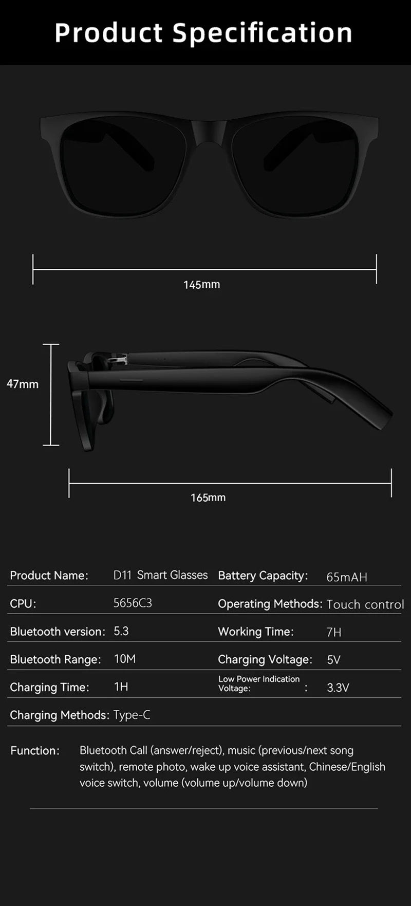 OnePlus AI Smart Wireless Glasses 8K Bluetooth Sunglasses Remote Touch Control Photo Camera Recording Voice Assistant Translator