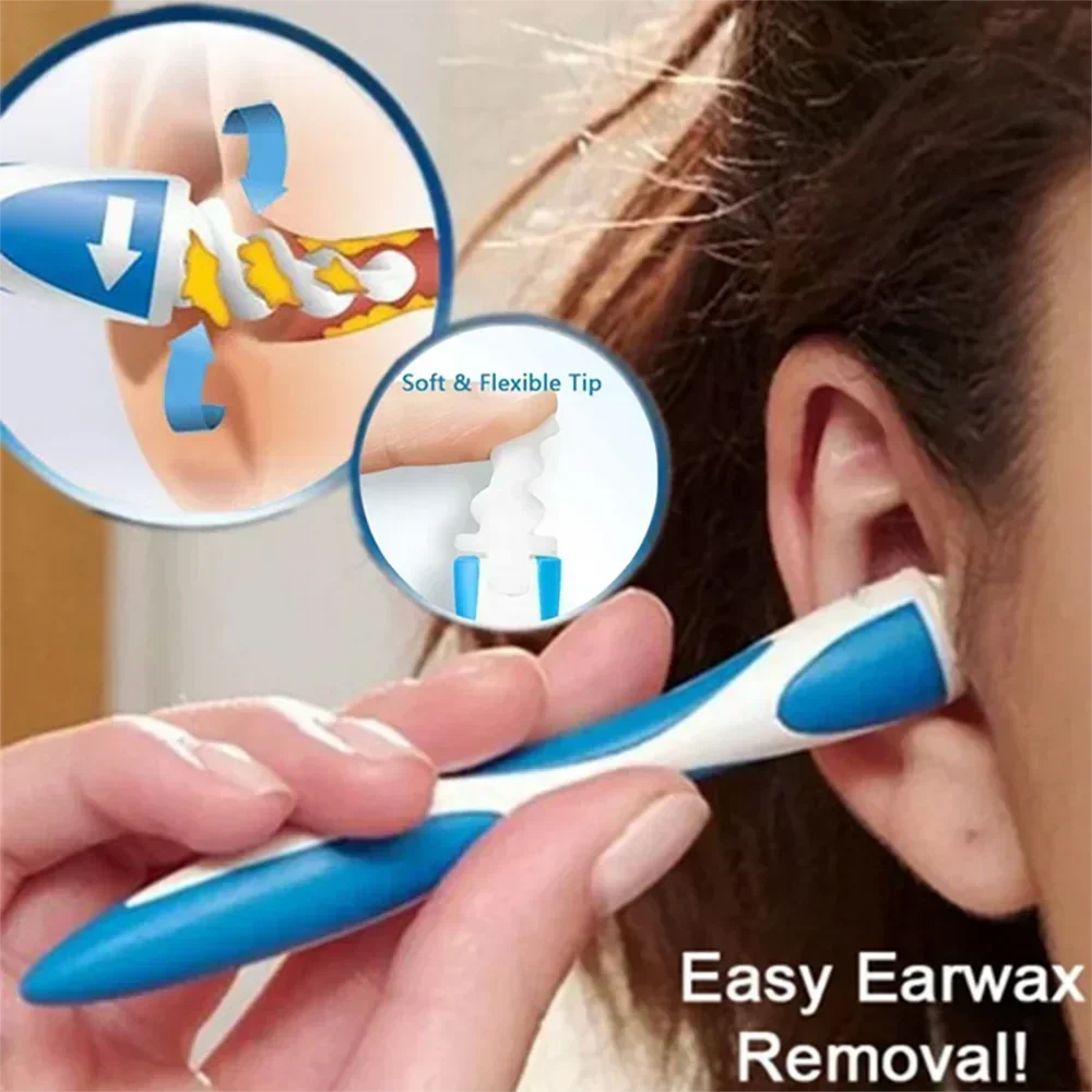 Soft Silicone Ear Wax Removal Tool with 16 Spiral Replacement Heads Ear Cleaning Ear Cleaner Plugs for Ear Care