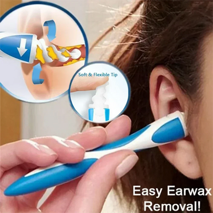 Soft Silicone Ear Wax Removal Tool with 16 Spiral Replacement Heads Ear Cleaning Ear Cleaner Plugs for Ear Care