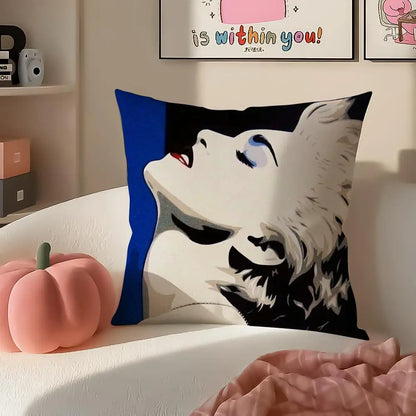 Iconic Pop American Singer M-Madonna Cushion Cover Pillowcase Short Plush Invisible zipper Room Sofa Cushion Cover