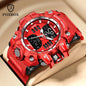 FOXBOX Top Brand Sports Military Quartz Men Watch Waterproof Dual Display Digital Fashion Big Watch For Men LED Man Wristwatch