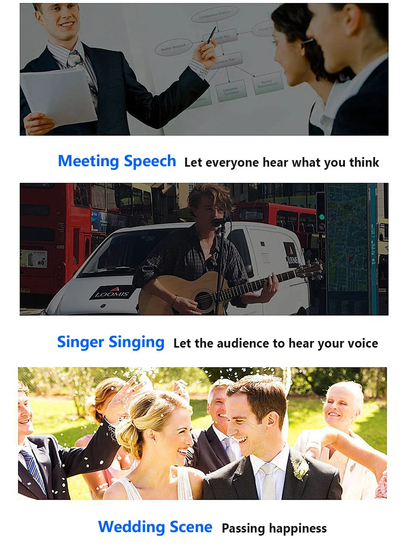 Portable Wireless Headset Microphone+Lavalier Mic System Teaching Speech Interview Vlog Live Recording for iPhone Android PC