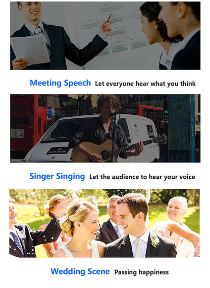 Portable Wireless Headset Microphone+Lavalier Mic System Teaching Speech Interview Vlog Live Recording for iPhone Android PC