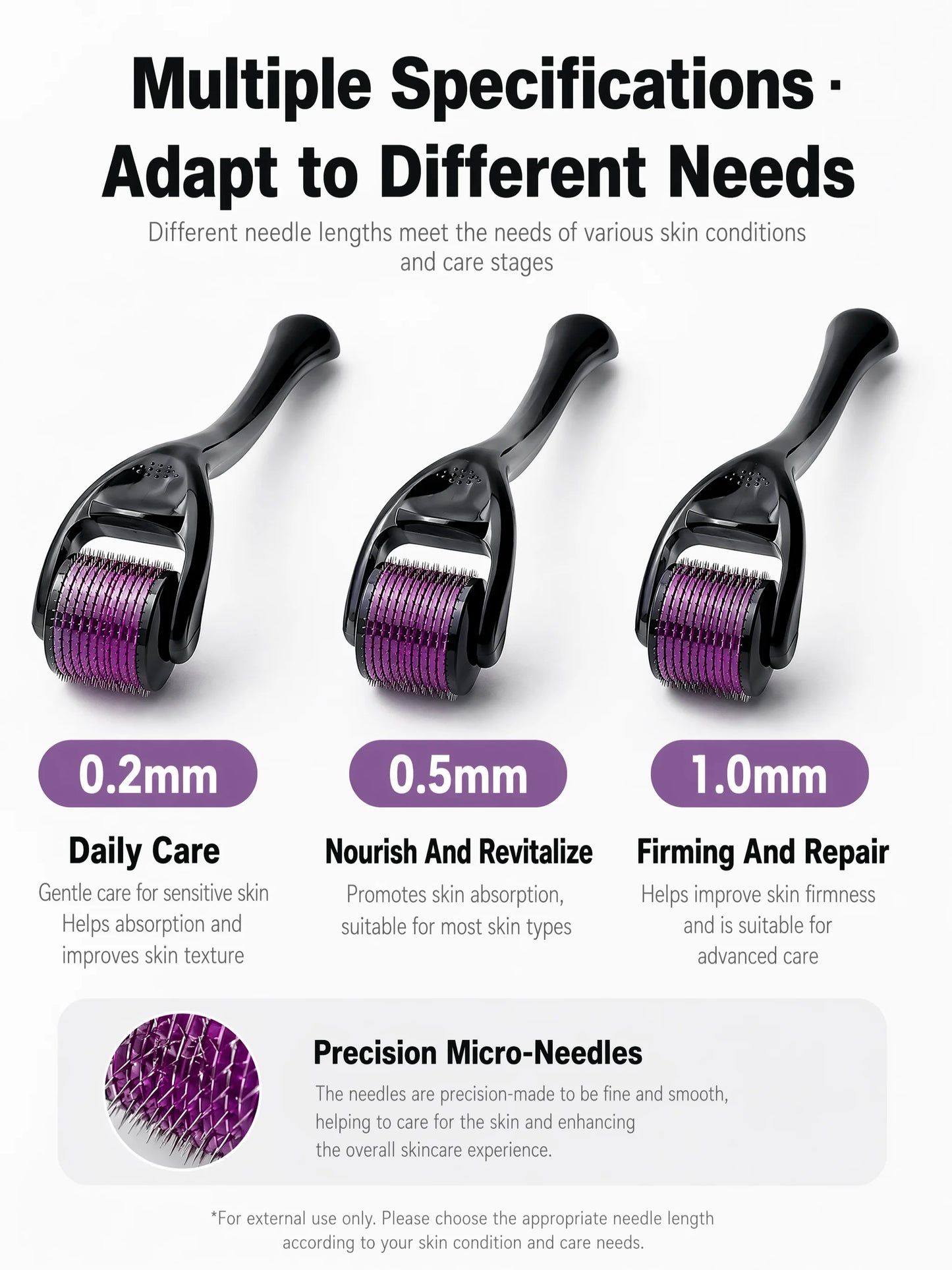540 Titanium Derma Roller 0.2/0.25/0.3mm Micro Needling Roller for Hair Regrowth Beard Growth Skin Care Anti Aging