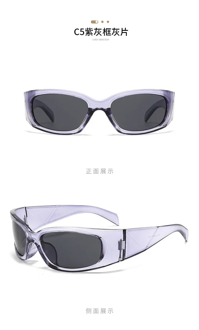 New Y2K Silver Sunglasses Out Future Sense Of Technology Hot Girls Net Red Sun Glasses Women Glasses Trendy Men UV Eyewear