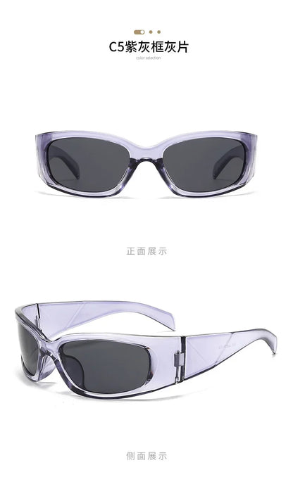 New Y2K Silver Sunglasses Out Future Sense Of Technology Hot Girls Net Red Sun Glasses Women Glasses Trendy Men UV Eyewear