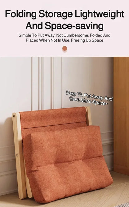 Solid Wood Folding Entryway Stool - Shoe Changing Footstool with Cotton-filled Cushion for Sofa Rest