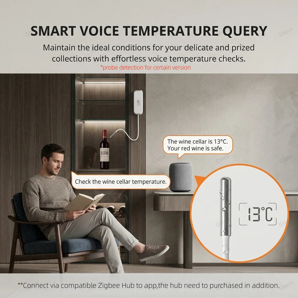 WiFi Zigbee Temperature Humidity Meter With Optional External Probe Thermometer Sensor Zigbee2mqtt TUYA For Fish Tank Freezer