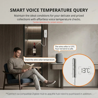 WiFi Zigbee Temperature Humidity Meter With Optional External Probe Thermometer Sensor Zigbee2mqtt TUYA For Fish Tank Freezer