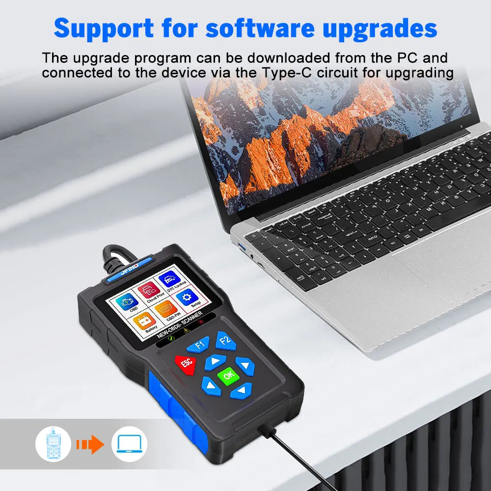 OBD2 Scanner Fault Code Reader JFIND JF700 Car Motorcycle OBDII Diagnostic Tools Voltage Charging Test for Yamaha Honda ELM327