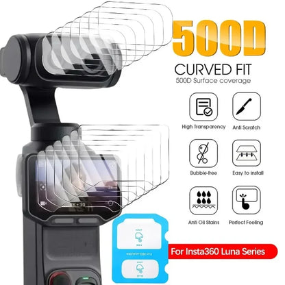 1-3Sets HD Tempered Glass with Easy Installation Kit for Insta360 Luna Ultra Screen Protectors Anti-Reflective Camera Lens Films