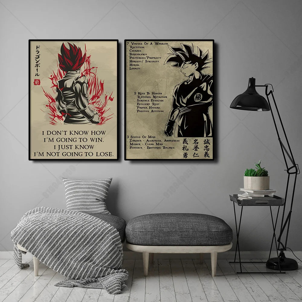 Retro Classic Anime Dragon Ball Poster HD Canvas Painting Print Goku Vegeta Art Wall Hanging Decor Room Children's Gifts Cuadros